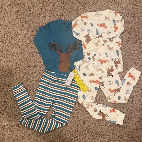 NWT Carters 4 Piece Set - Wildlife Forest Friends - 2 Tops & 2 pants =1 price - Picture 6 of 8